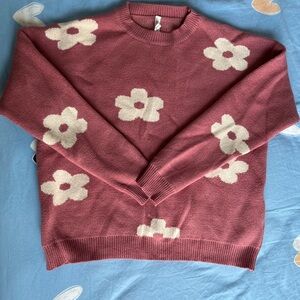 Dreamers Floral Knit Sweater in Pink and Cream